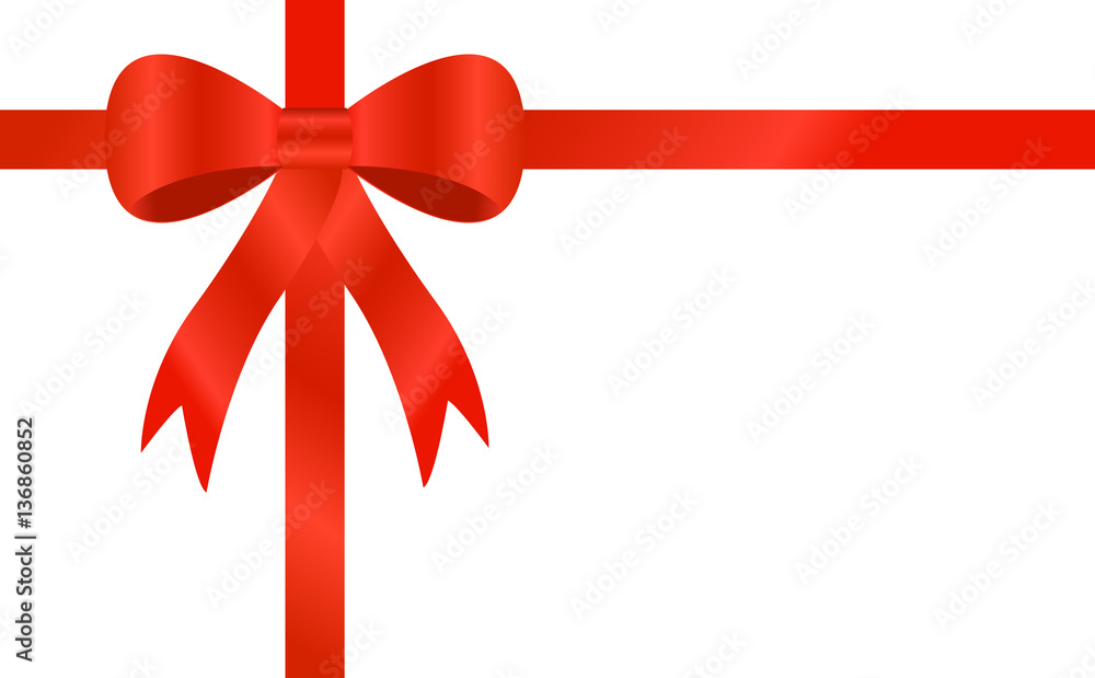 Realistic red bow isolated on white background. Vector illustrat Realistic red bow isolated on white background. Vector illustrat