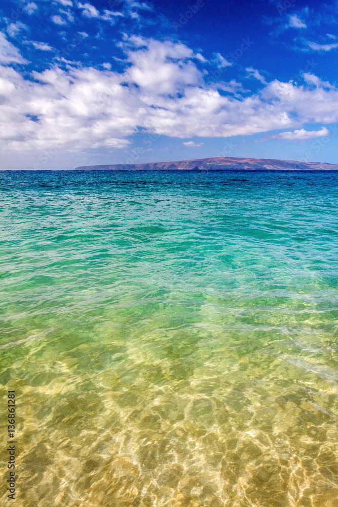 inviting warm blue water of makena beach on Maui, Hawaii