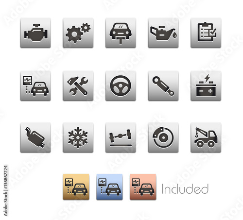 Car Services Icons - The vector file includes 4 color versions for each icon in different layers.