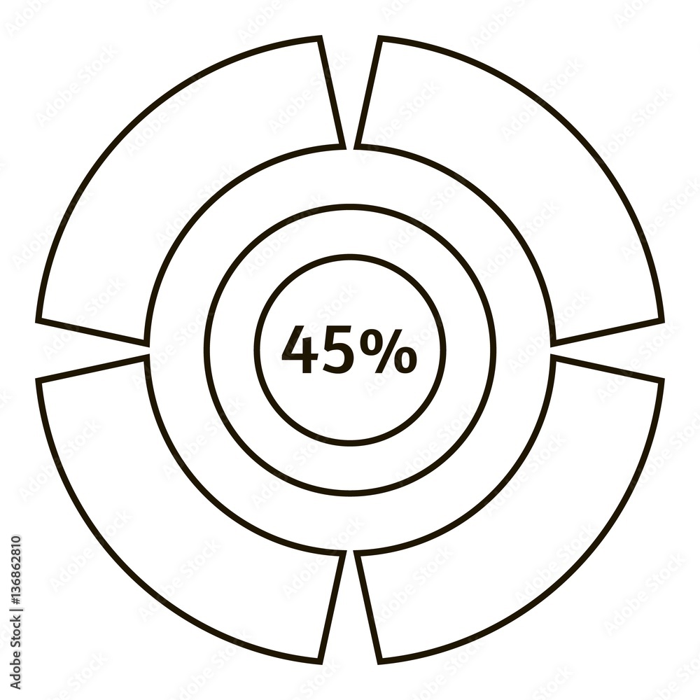Forty five percents infographics, outline style Forty five percents infographics, outline style