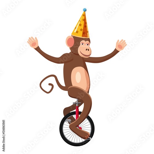 Circus monkey icon, cartoon style