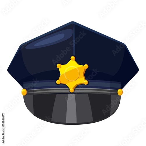 Police cap icon, cartoon style