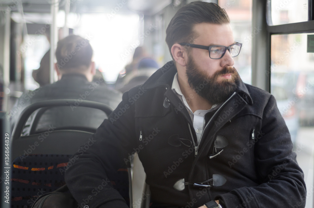 hipster with beard in the city hipster with beard in the city