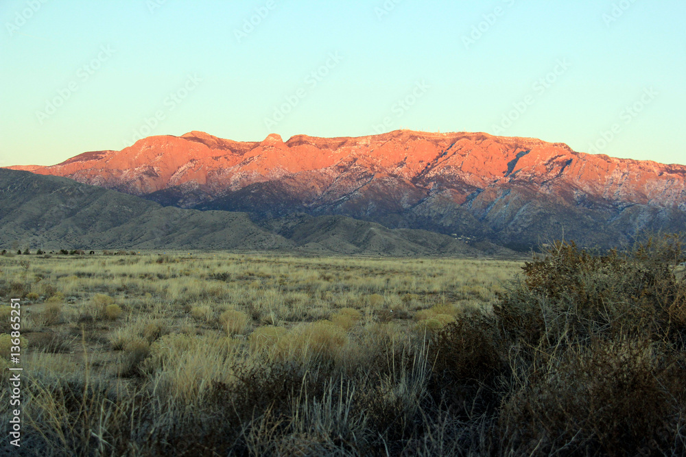 Sun setting on the Sandias in Albuquerque
