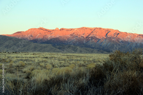 Sun setting on the Sandias in Albuquerque