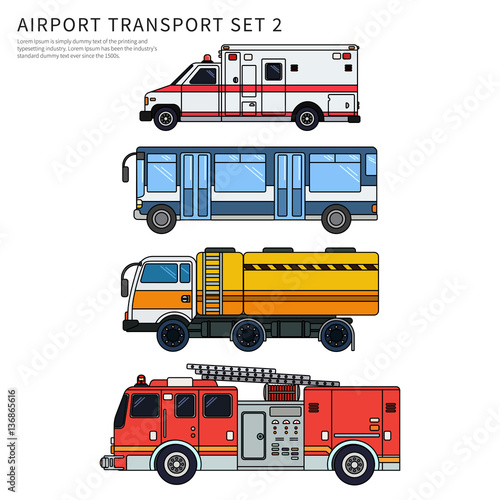 Different airport transport isolated on white