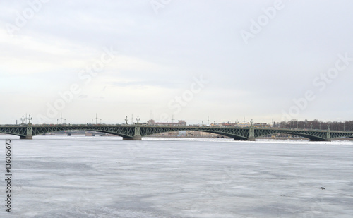 Trinity Bridge and Neva River. © konstan