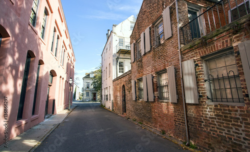 Colorful back alley street in Charleston, South Carolina
