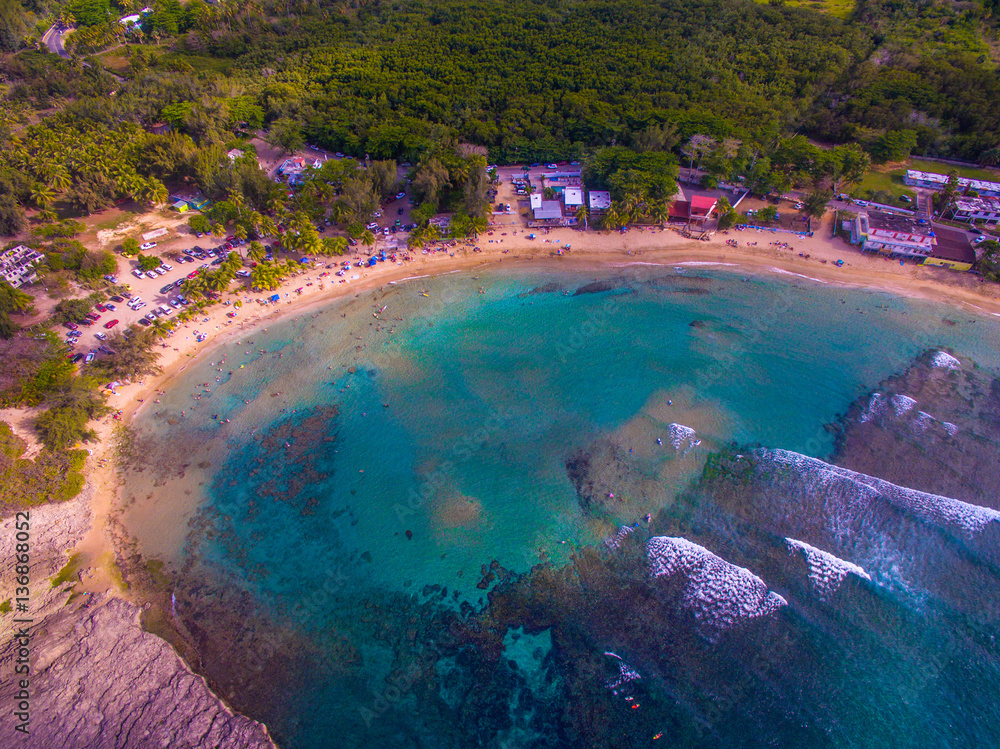 Aerial view of Playa Jobos in Isabela Puerto Rico