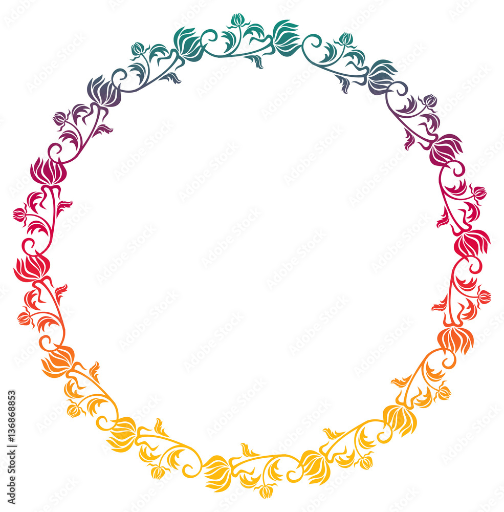 Beautiful round floral frame with gradient fill. Raster clip art. Beautiful round floral frame with gradient fill. Raster clip art.