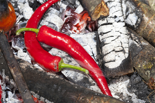 preparing on a fire hot pepper