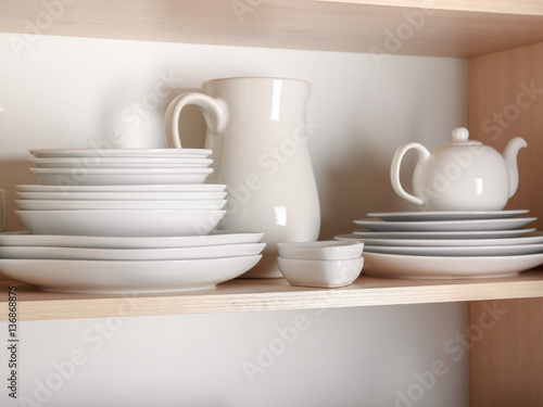 Kitchen cupboard with nice rustic dinnerware