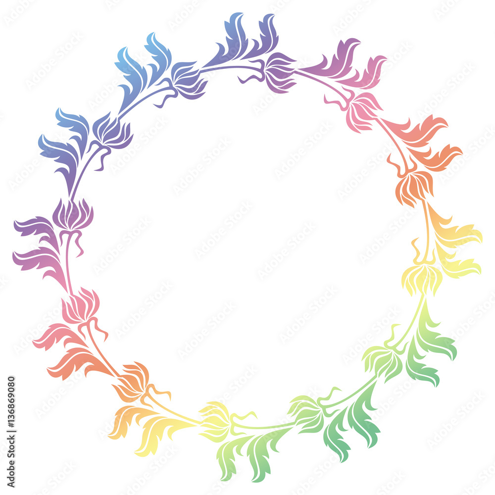 Beautiful round floral frame with gradient fill. Raster clip art. Beautiful round floral frame with gradient fill. Raster clip art.