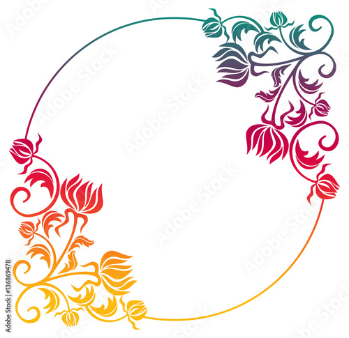 Beautiful round floral frame with gradient fill.  Raster clip art.