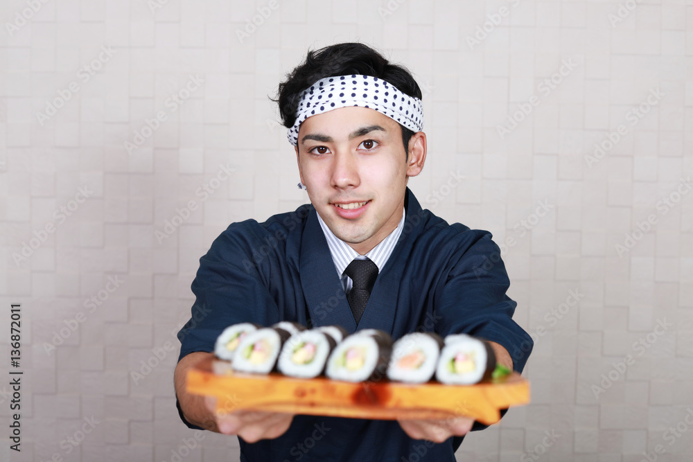 笑顔の寿司職人