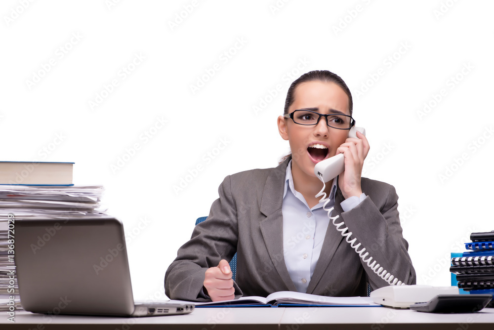 Young businesswoman in office isolated on white Young businesswoman in office isolated on white