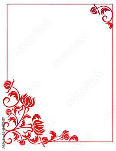 Beautiful floral frame with gradient fill. Raster clip art.