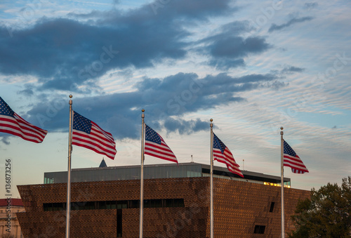 US Flags in Front of the National Museum of African American History and Culture