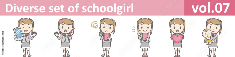 Diverse set of schoolgirl, EPS10 vol.07 Diverse set of schoolgirl, EPS10 vol.07