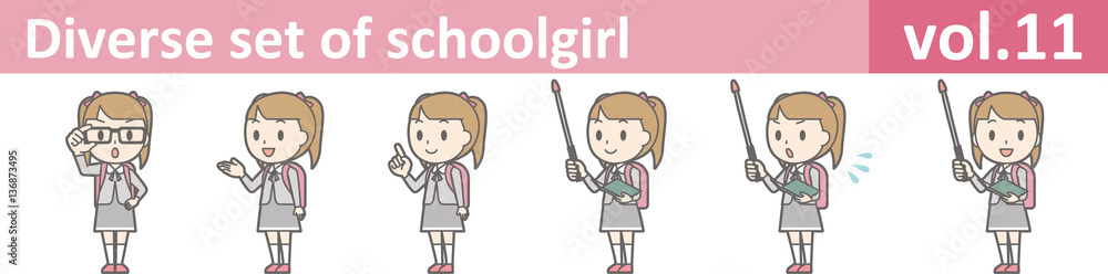 Diverse set of schoolgirl, EPS10 vol.11 Diverse set of schoolgirl, EPS10 vol.11