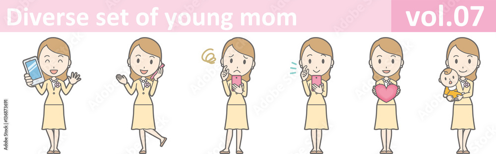 Diverse set of young mom, EPS10 vol.07