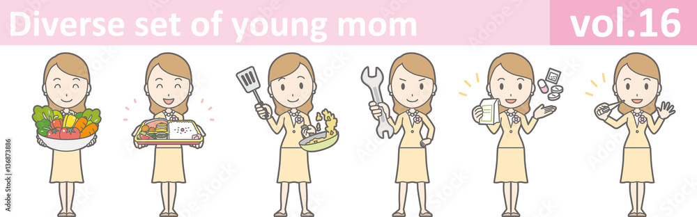 Diverse set of young mom, EPS10 vol.16 Diverse set of young mom, EPS10 vol.16
