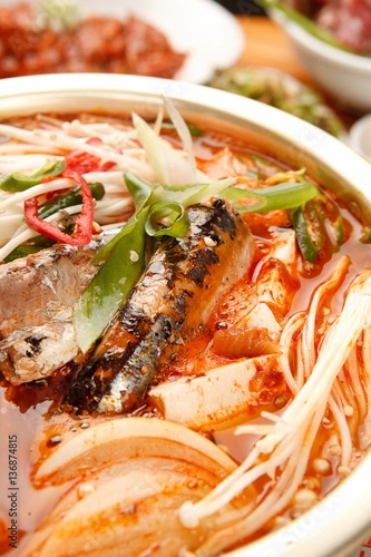 kkongchi kimchi jjigae is korean style stew, korean traditional soup, photo