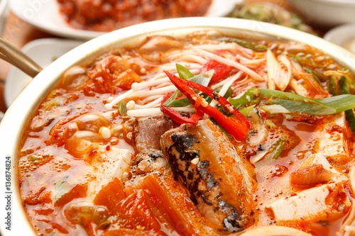 kkongchi kimchi jjigae is korean style stew, korean traditional soup, photo