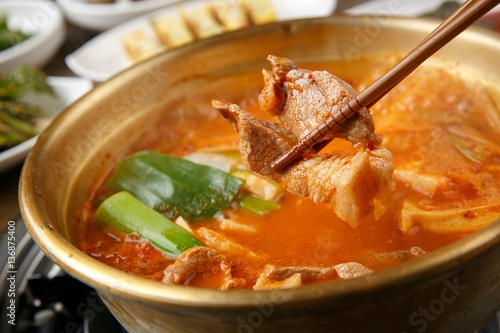 dwaeji kimchi jjigae is korean style stew, korean traditional soup,