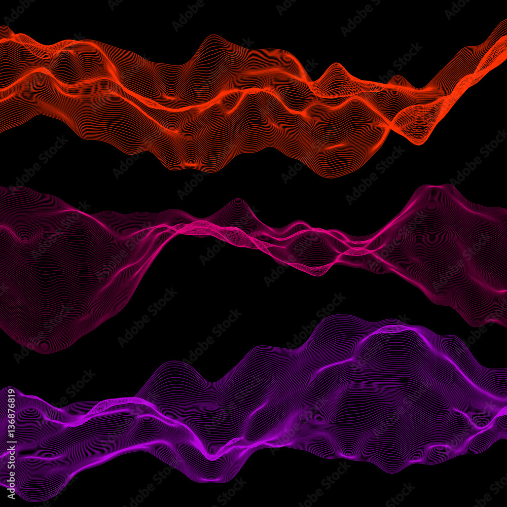 Set of different wave futuristic structures   - vector illutration 