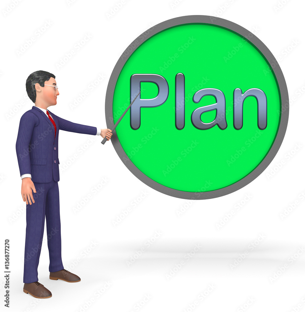Plans Sign Indicates Mission Goals 3d Rendering Plans Sign Indicates Mission Goals 3d Rendering