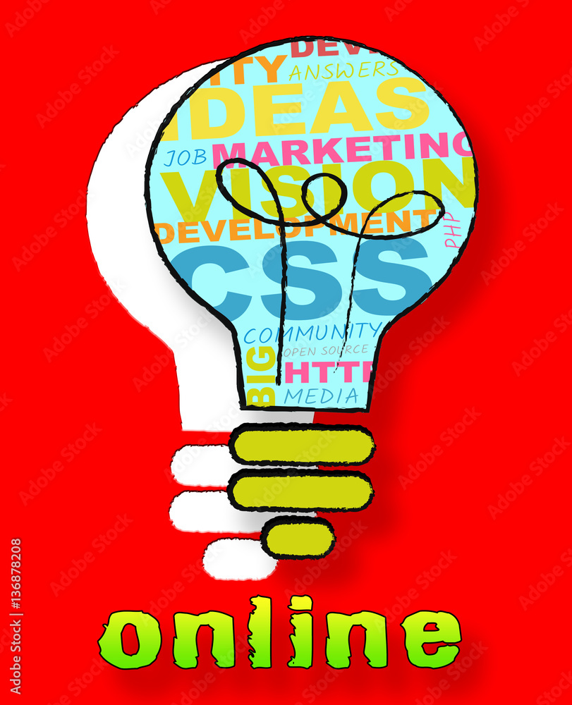 Online Lightbulb Indicates Browsing Online 3d Illustration Stock