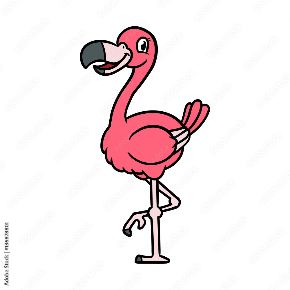 Fototapeta premium Cartoon Flamingo Vector Illustration