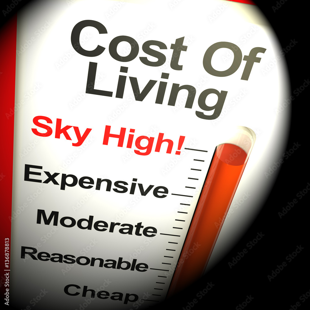 Obraz premium Cost Of Living Expenses Sky High Monitor 3d Rendering