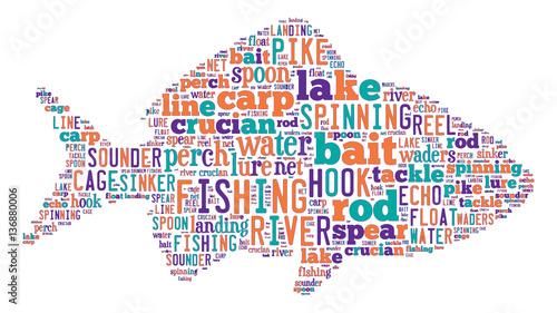 Fishing  Tag Cloud    - vector illustration