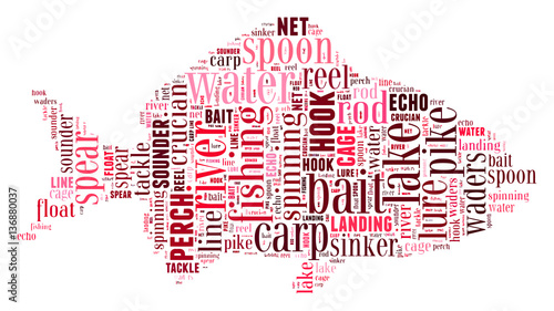 Fishing  Tag Cloud    - vector illustration