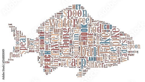 Fishing  Tag Cloud    - vector illustration