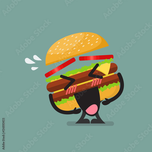 Burger character laughing