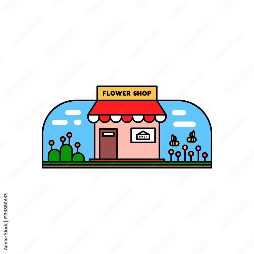 Fototapeta premium Flower shop vector flat design