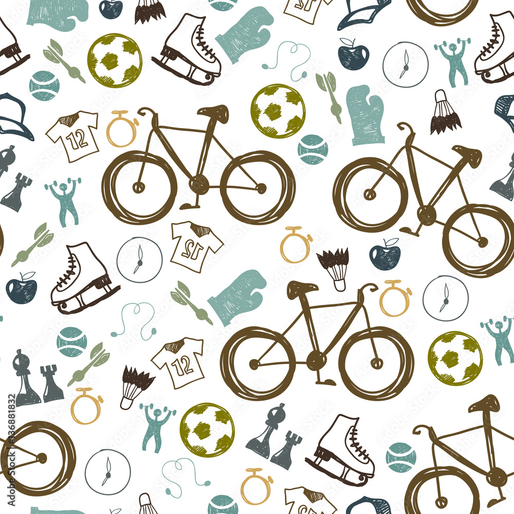 Hipster sport bicycle seamless pattern