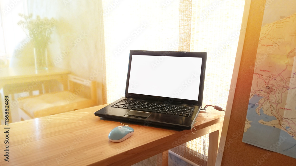 Fototapeta premium planning transport and laptop white screen