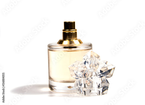 women's perfume in beautiful bottle isolated on white background