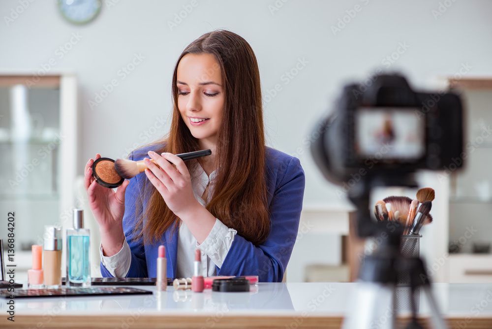 Beauty fashion blogger recording video Beauty fashion blogger recording video