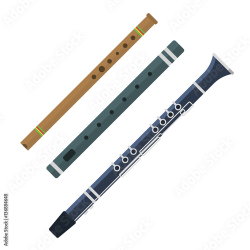 Handmade music folk instrument panpipe flute vector illustration.