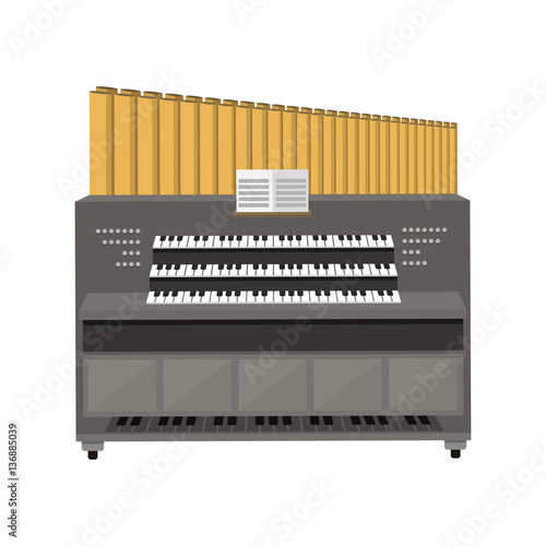 Old electronic piano organ vector illustration.