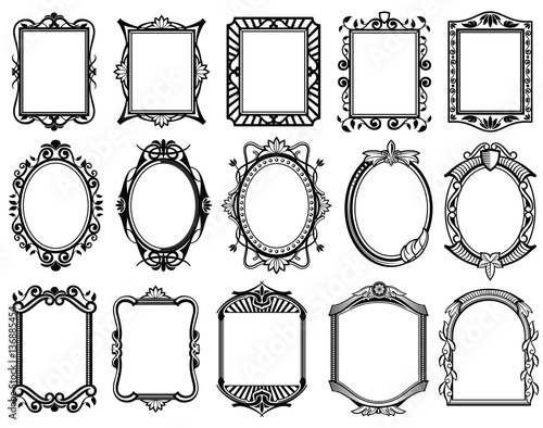 Vintage victorian, baroque, rococo frame for mirror, menu, card design vector collection