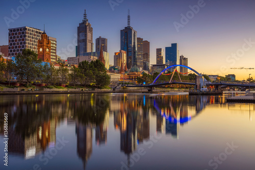 City of Melbourne. Cityscape image of Melbourne  Australia during summer sunrise.