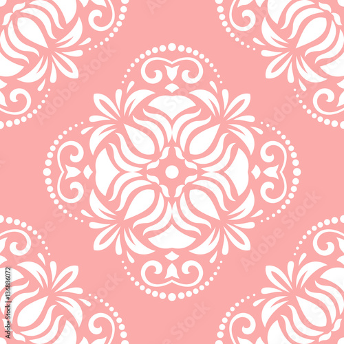 Elegant classic pattern. Seamless abstract background with repeating elements. Pink and white pattern