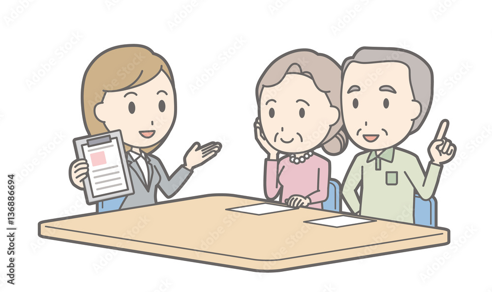 Illustration that a couple talking with a female consultant vol. Illustration that a couple talking with a female consultant vol.