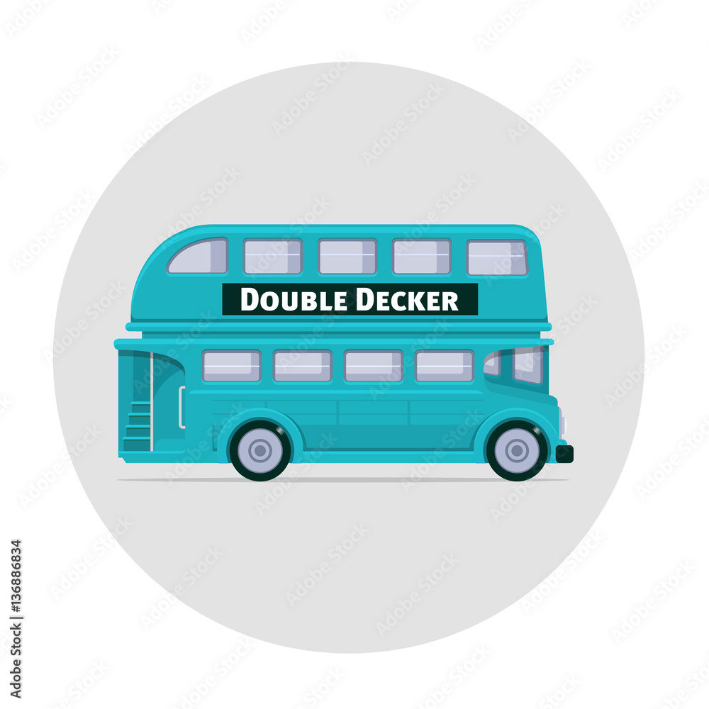 Vector double decker bus england icon illustration blue Vector double decker bus england icon illustration blue